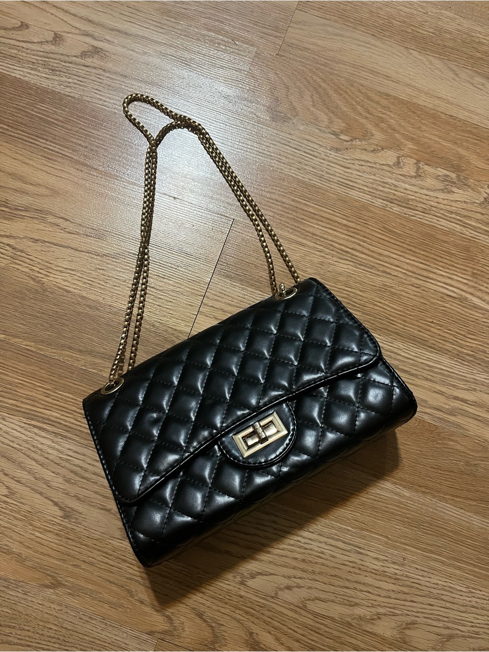 Black Quilted Chain Shoulder Bag